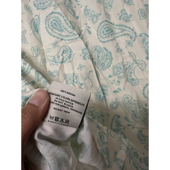 Maison Article Paisley Button Up Bandana Blue Mens Size Medium - Picture 7 of 7